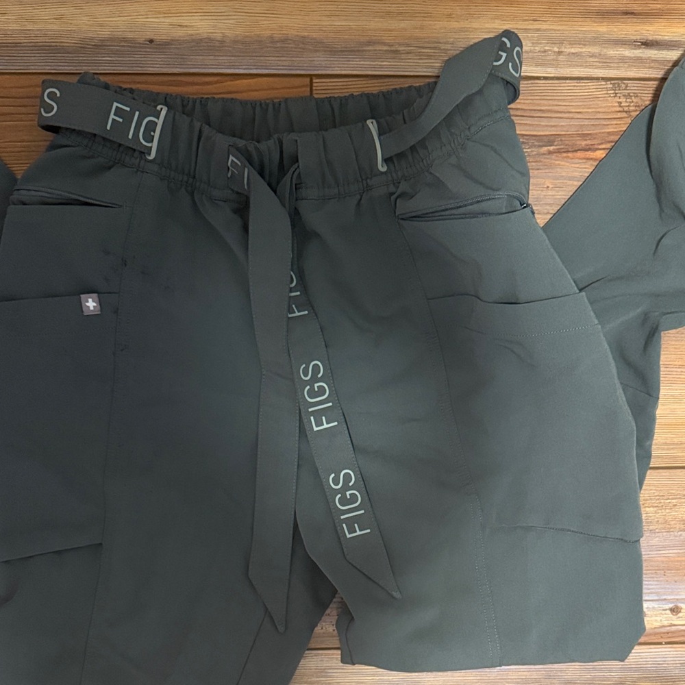 FIGS Olive Scrub Joggers with Branded Drawstring